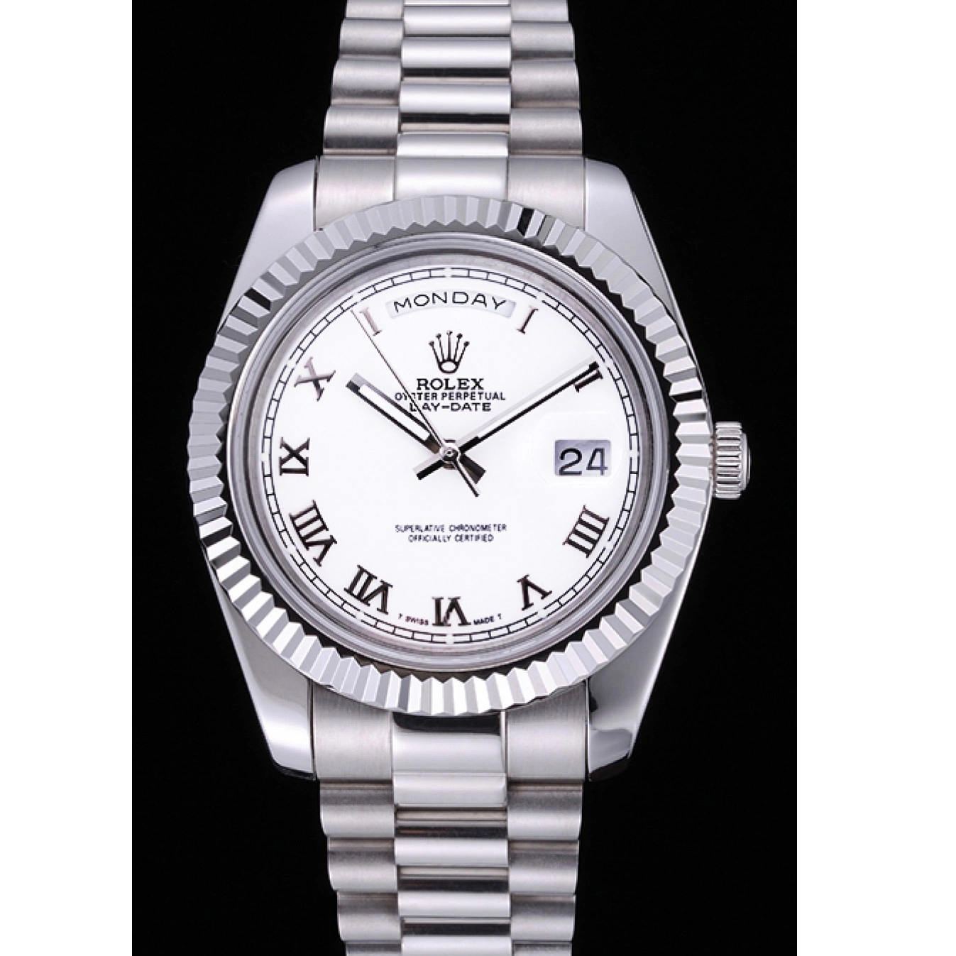 AAA Replica Watches 622547 Rolex Dial Steel Bracelet White Stainless Day-Date 0615
